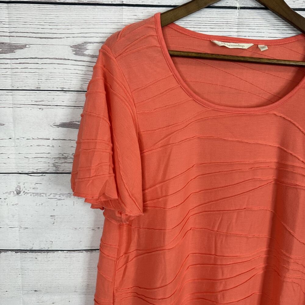 Soft Surroundings Tee Shirt Top Womens Large Orange Salmon Textured - Picture 3 of 12